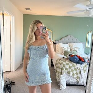 Elegant Blue Ruffle Dress